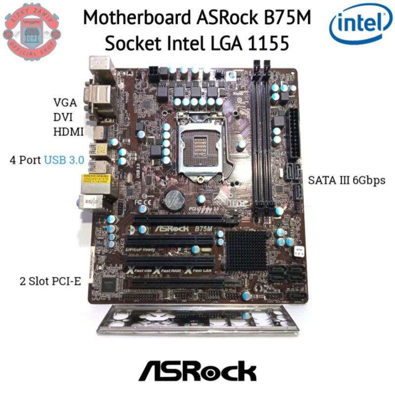Motherboard ASRock B75M Socket Intel LGA 1155 • USB 3.0 SATA III 6Gbps HDMI DVI VGA Card Dual Slot PCIe PCI-E Mainboard Mobo B75 Core i3 i5 i7 Sandy Ivy Bridge Pentium H61 H61M H67 H67M H77 H77M Asus Gen 2 3 Max RAM 16GB 2x8GB DDR3 1600MHz