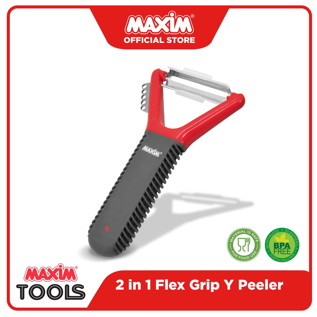 Maxim Tools Flex Grip Y Peeler 2in1 - Alat Pengupas Sayur / Buah / Bahan Makanan Stainless Steel