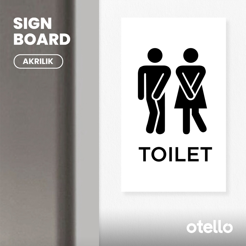 Otello Sign Papan Toilet Pria Wanita Akrilik Tempel Signage Petunjuk Nama Ruangan Tanda Penanda Dinding Pintu Ruangan Acrylic