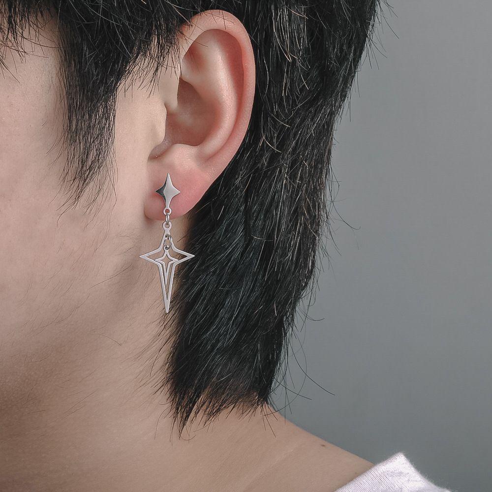 Mxbeauty Anting Tusuk Bintang Punk Simple Wanita Pesta Stainless Steel Warna Solid Anting Korea