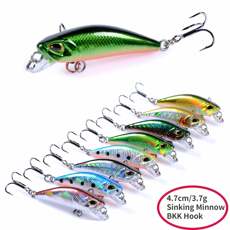 Umpan Pancing Sinking Minnow Fishing Lure 4.7cm / 3.7g Swimbait Umpan Pancing Ikan Bass Wobbler Memancing