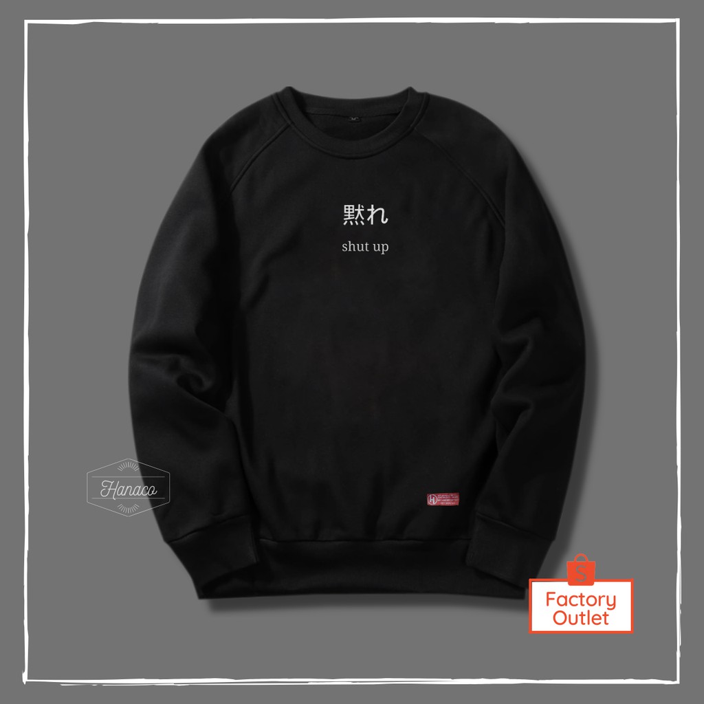 Crewneck  Black Motif Simpel Pria dan Wanita Premium Quality Hanaco crewnecksweatshirt