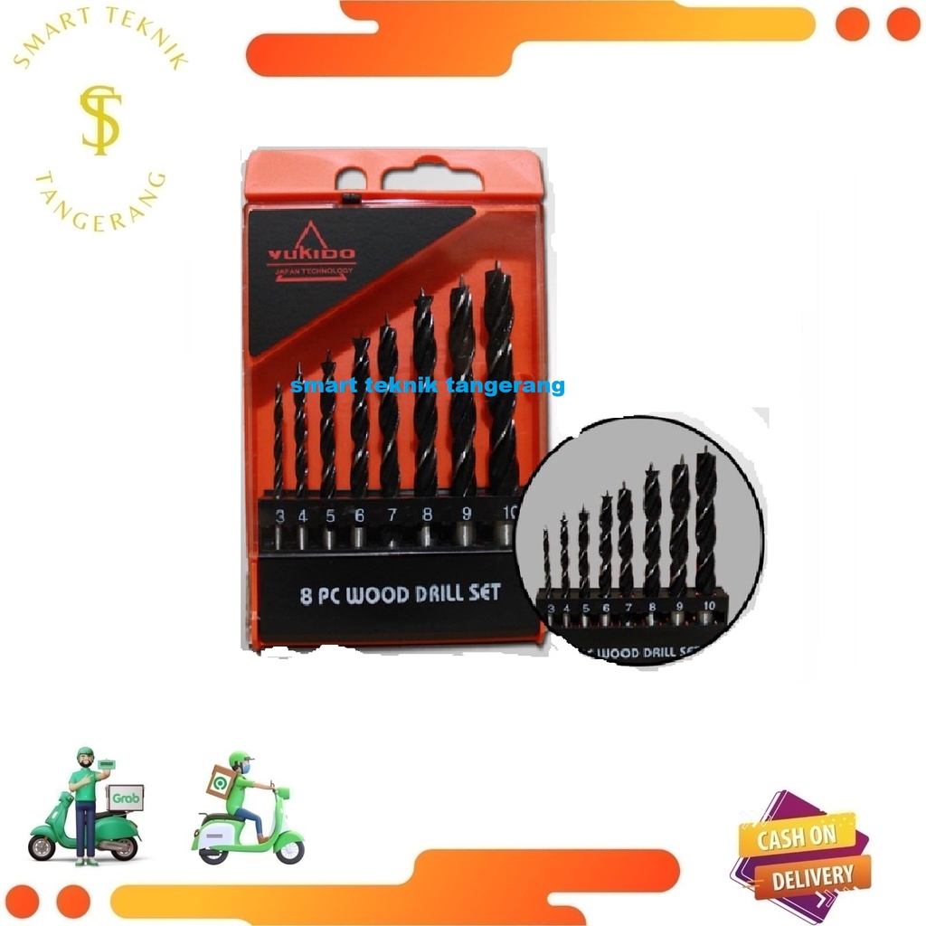 YUKIDO MATA BOR KAYU SET 8PCS 3 -10MM AUGER BIT YUKIDO Mata Bor