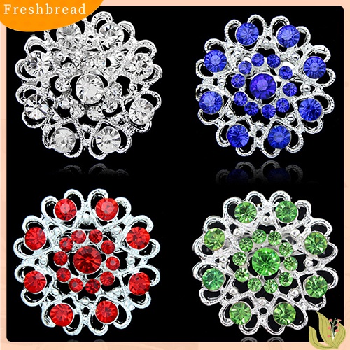 [ TERLARIS]Rhinestone Crystal Brooch Hollow Out Collar Pin Silver Plated Flower Jewelry