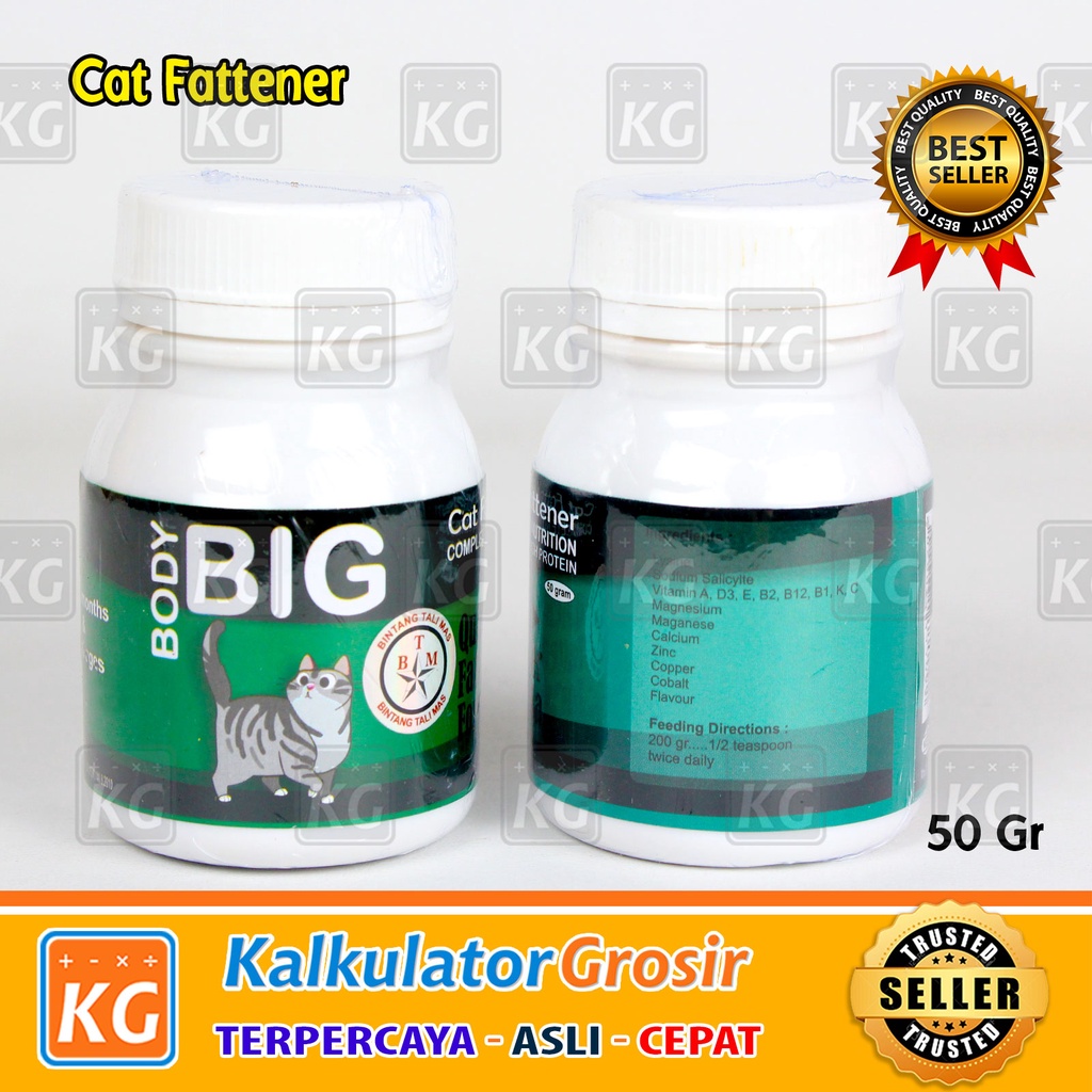 Body Big Cat / Penggemuk Kucing / Vitamin Kucing / Cat Fater Powder / Btm / Big Body Fattener