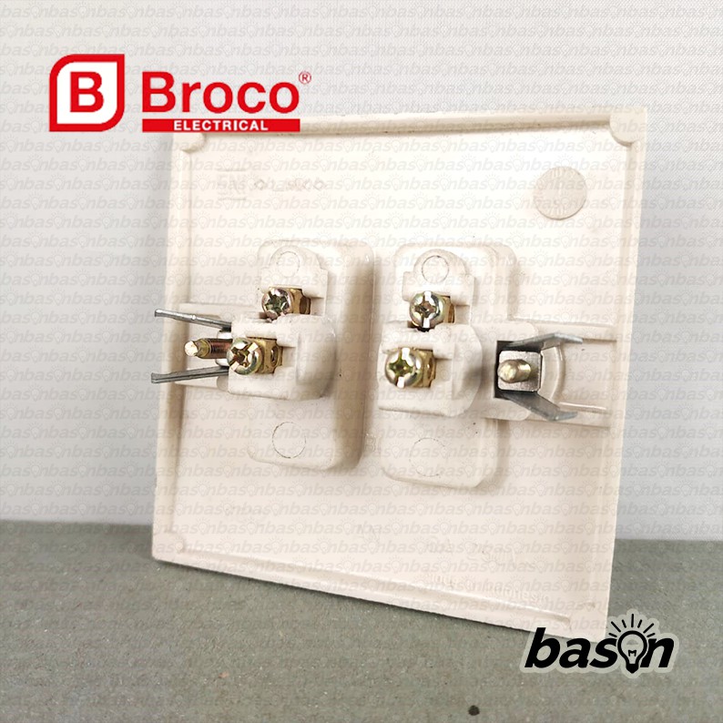 BROCO 6612 STD Double Switch 6A 250V Cream | Saklar 2 Gang 1 Way