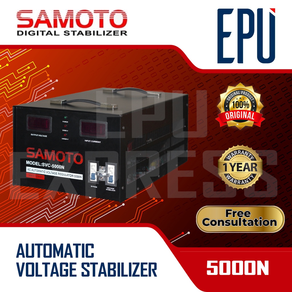 Stabilizer Samoto stabiliser 5000 VA Stavol Listrik SMT Svc Avr 5000N