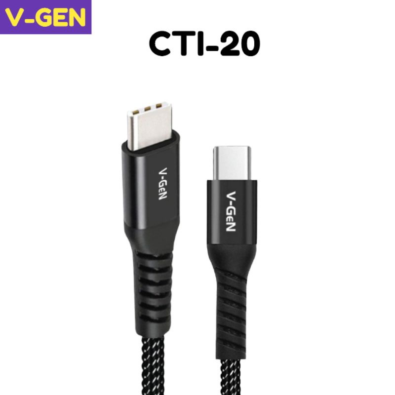 Kabel Data Type-C To Type-C Super Speed V-GEN CTI-20 Original Vgen Ct1 20 Garansi Resmi