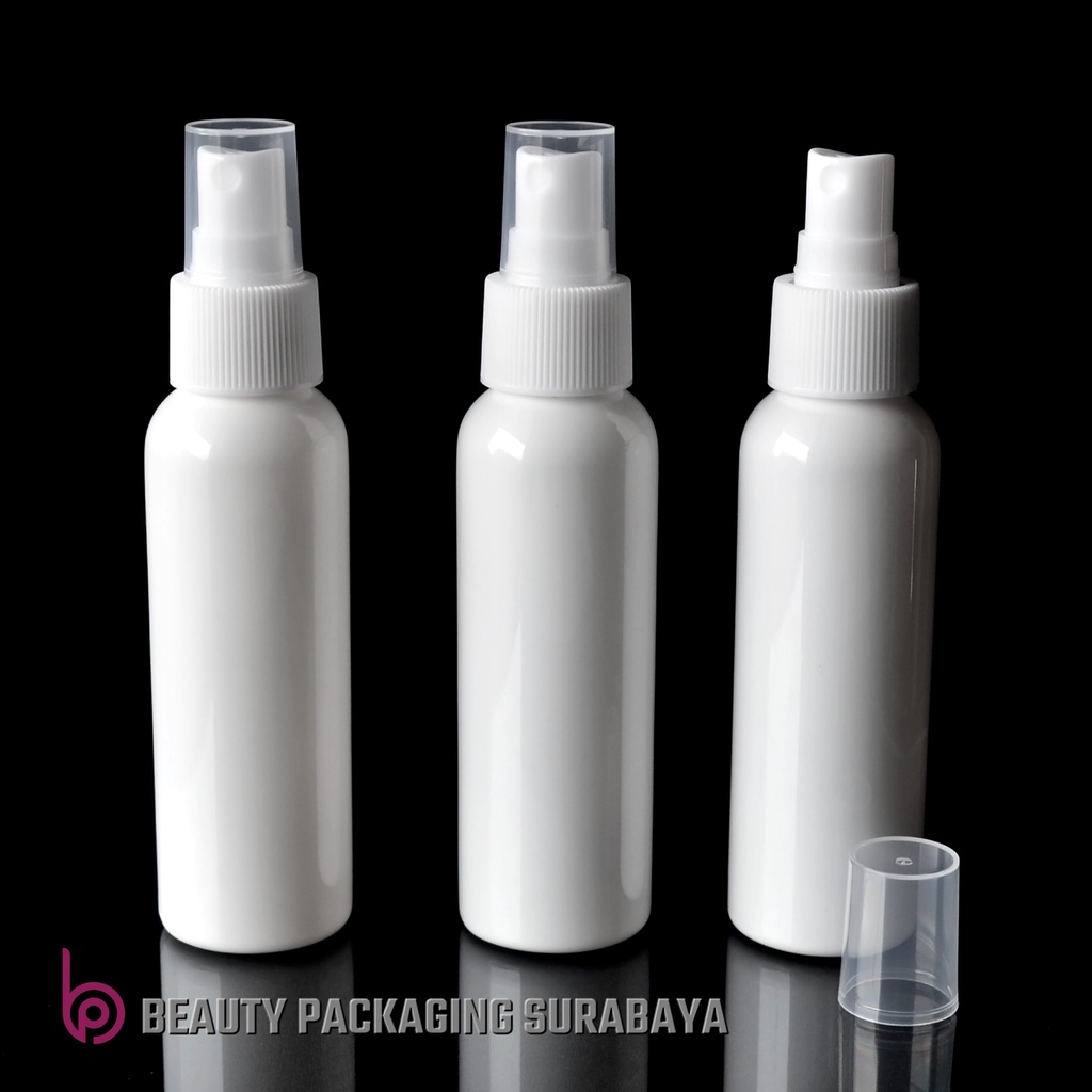 Botol Plastik PET 100ml BR Putih Tutup Spray Putih