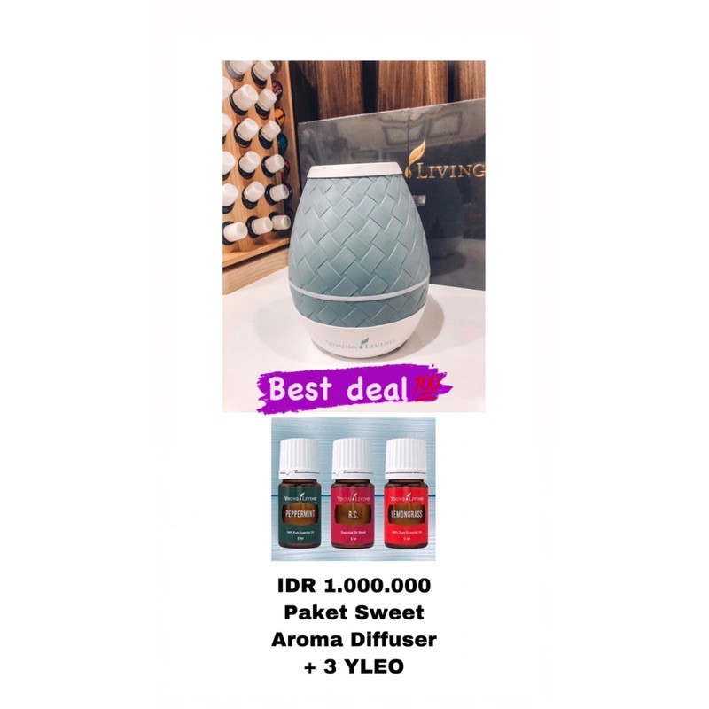 Paket Best Deal Sweet Aroma Diffuser + 3 Essential Oil Young Living