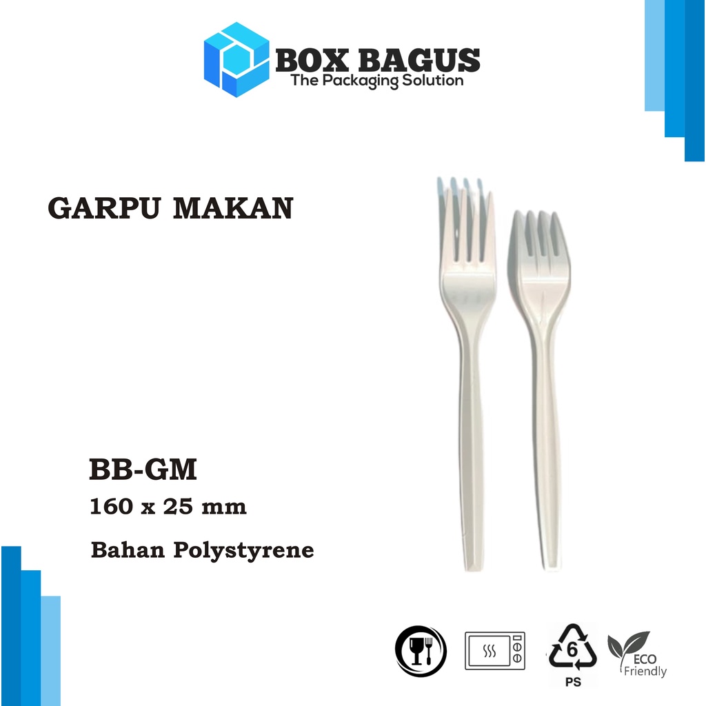 GARPU MAKAN PLASTIK CUTLERIES DISPOSABLE HYGIENE STERILE PREMIUM  KCS PUTIH (isi 25 pcs)