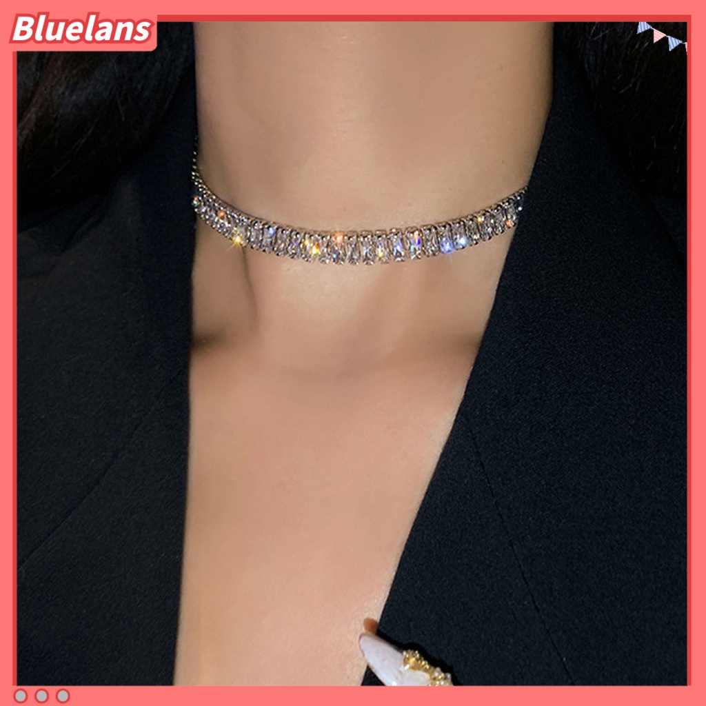 Bluelans Kalung Choker Adjustable Hias Cubic Zirconia Untuk Pernikahan