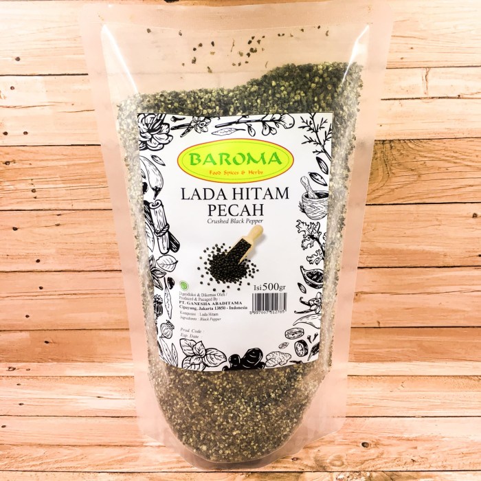 

Lada Hitam Pecah / Ground Black Pepper 500gr - Baroma Bumbu Rempah
