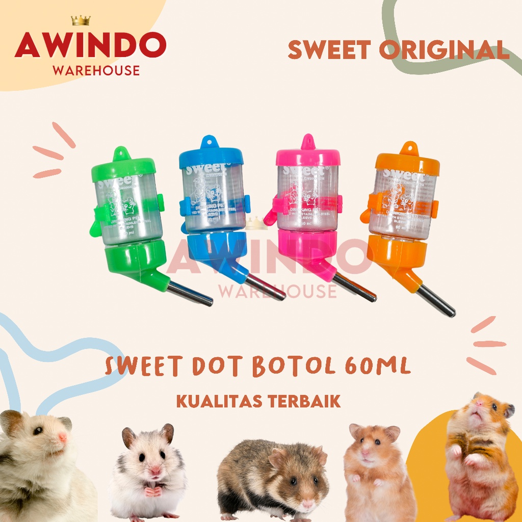 BOTOL SWEET 60ML - Tempat Botol Minum Dot Hewan Hamster Kelinci Landak Mini Sugar Glider