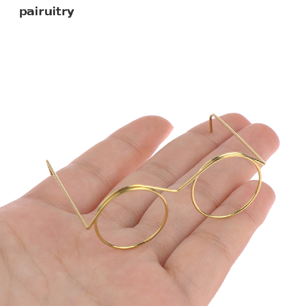 Prt 5 / 10Pcs Kacamata Frame Bulat Tanpa Lensa Gaya Retro Untuk Boneka 9 / 25 / 30cm