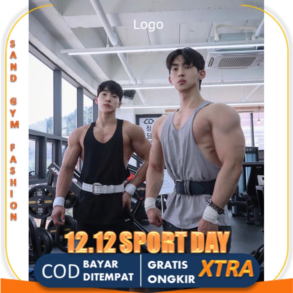 SINGLET GYM PRIA POLOS OVERSIZE FITNESS TALI KECIL RUNNING TRAINING SPORT WEAR MEN TANK TOP SGF