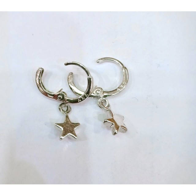 Anting lapis emas putih model bintang