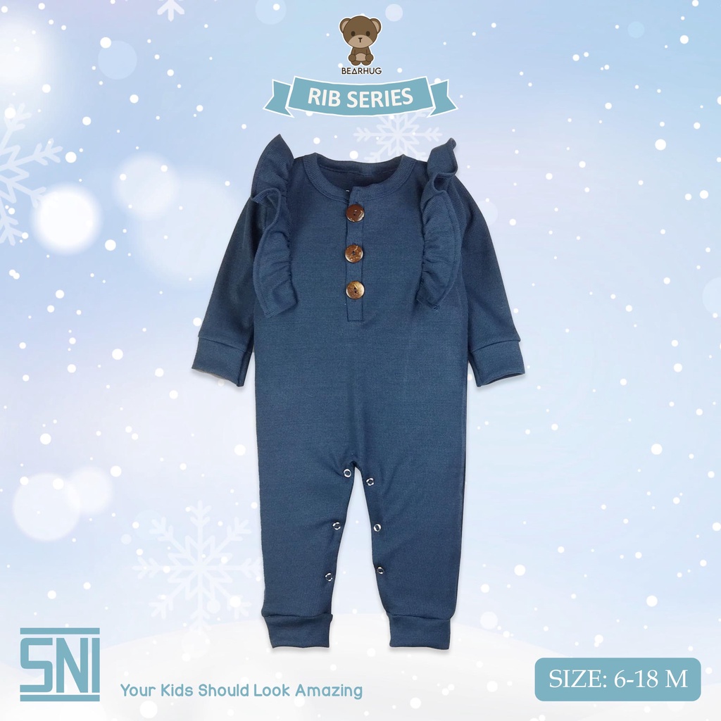 Bearhug Jumper Lengan Panjang  Rib Bayi Perempuan  XJD1 Mixcolour  Kancing Ruffle 3-12M-4