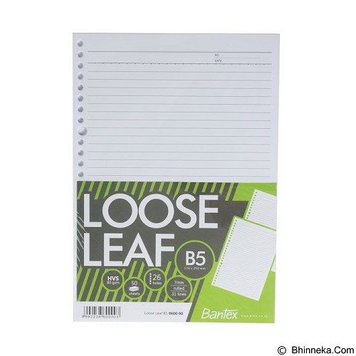 

Loose Leaf BANTEX 8600 00 Ukuran B5 50 Lembar Kertas Binder Refill - Satuan