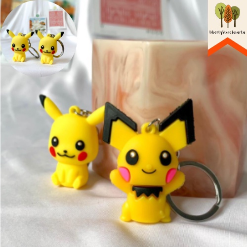 Gantungan Kunci Pikachu Pichu Raichu Pokemon Lucu Imut Keychain Funny Fancy Best Gift Present For Bi