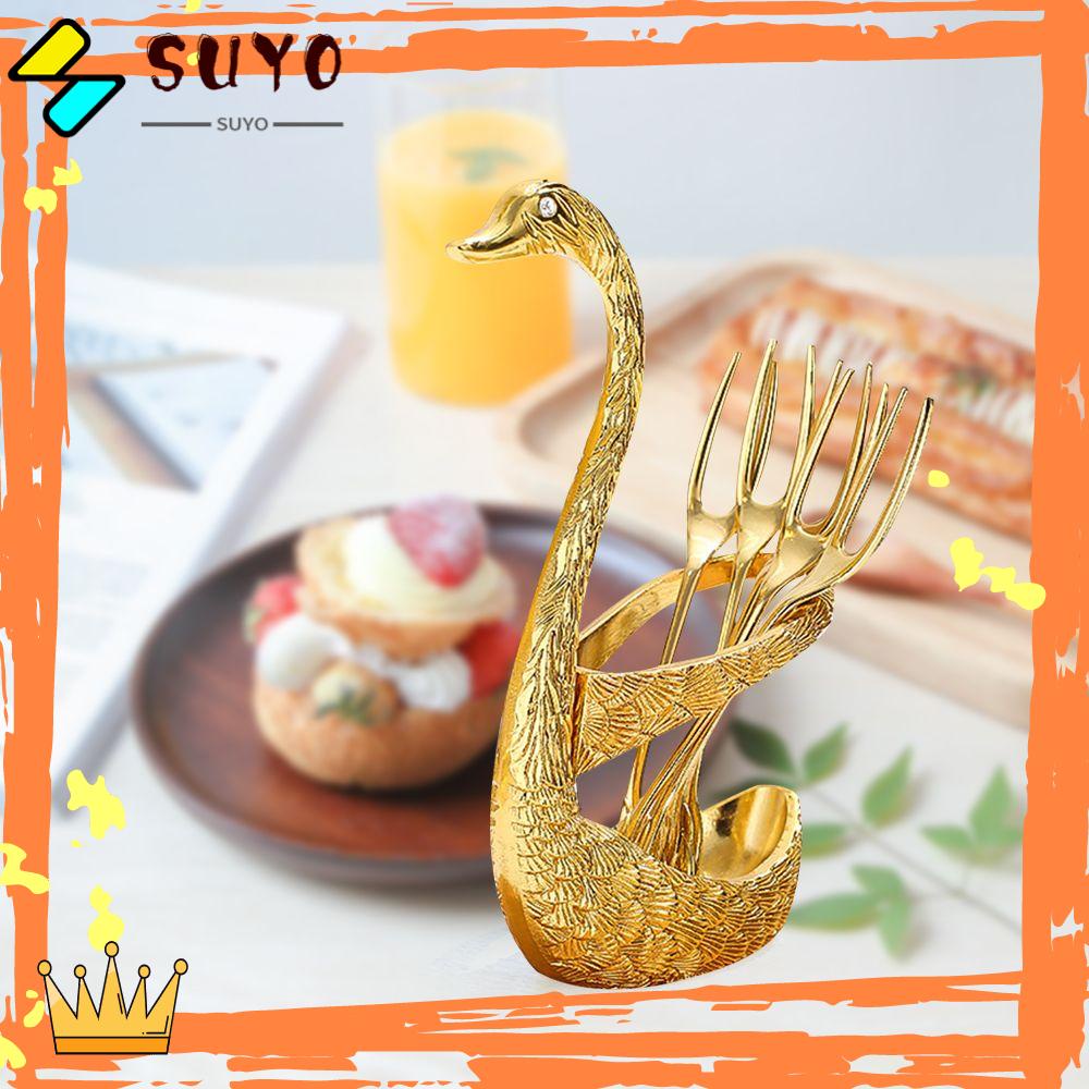 Suyo Set Holder Sendok / Garpu / Pisau Bentuk Angsa Bahan Stainless Steel Untuk Restoran / Pesta Pernikahan