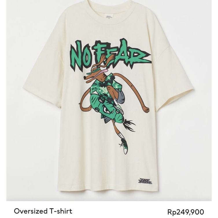 Oversized T-shirt No FEAR X H&M Original 100% New Collaboration