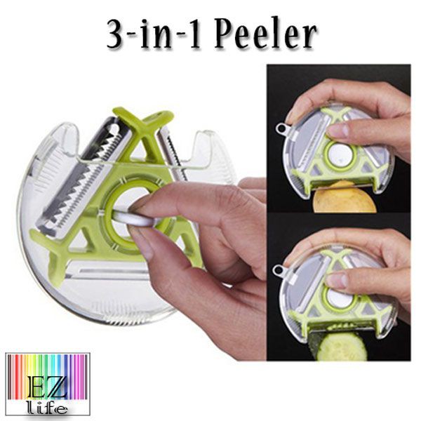 Peeler Slicer 3in1 Pisau Pengupas Multifungsi Kulit Sayur Sayuran Buah Rotary Peeling Knife