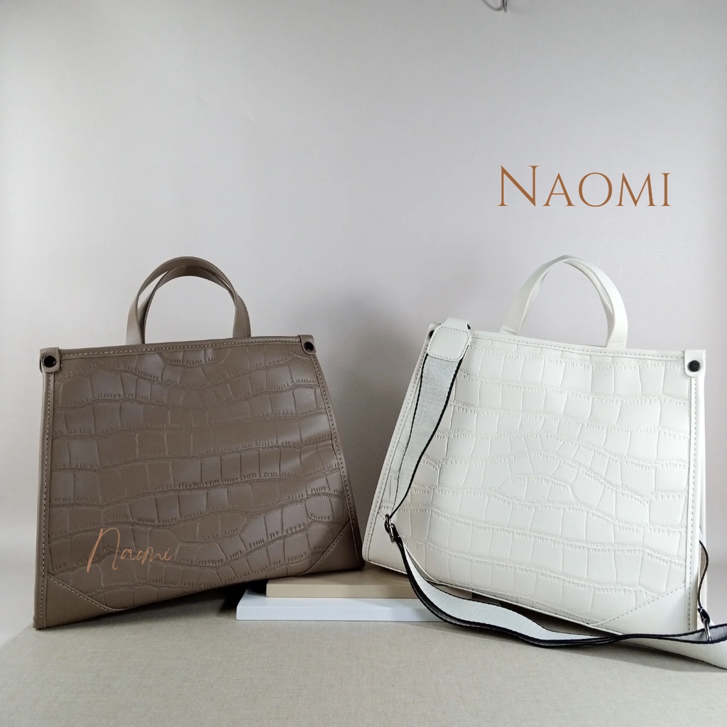 NAOMI - Laurece Hand Bag Motif Croco 4 variasi mix canvas strap- Cross Bag Import - Tas harian - Daily bag - tas formal - Tas Kerja Kulit Sintetis - Fashion Bag Wanita - Tas Traveling - Tas Naomi - Naomi Bag