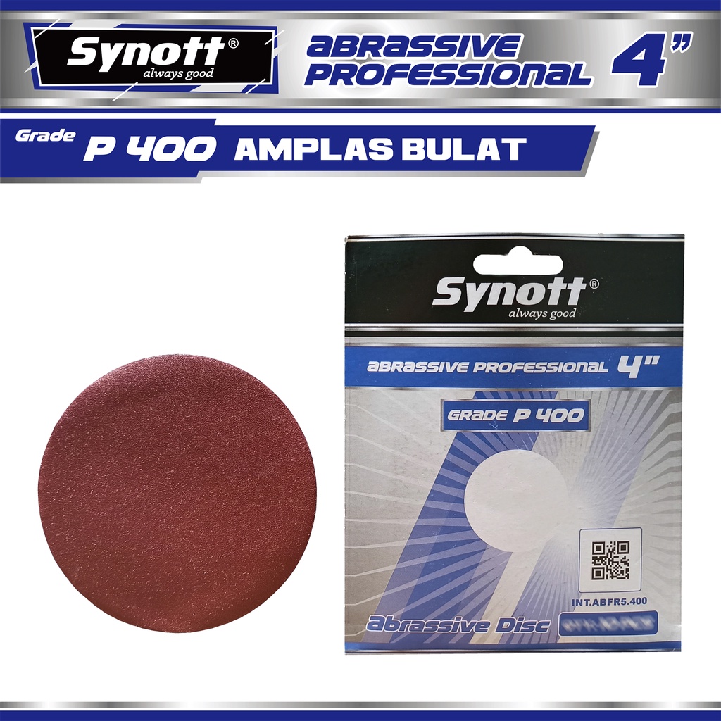 Amplas Bulat 4" grid kehalusan P 400 SYNOTT - 1 Lembar