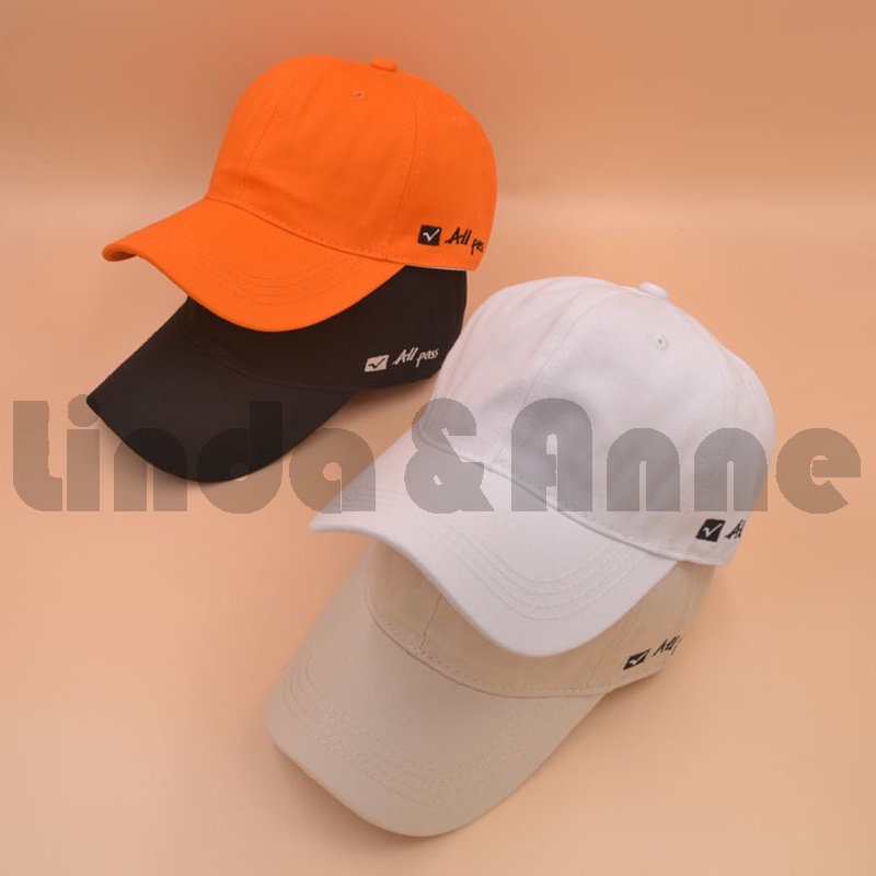 Topi Baseball Polos Kekinian Unisex Dengan Bordir Tulisan All Pass Gaya Korea Fashion Import