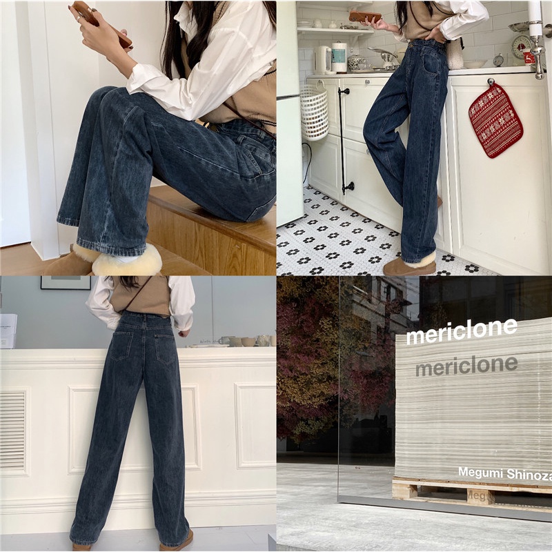 Celana Jeans Wanita Kekinian Korean Style Celana Panjang Jeans Highwaist Denim Pants Terbaru