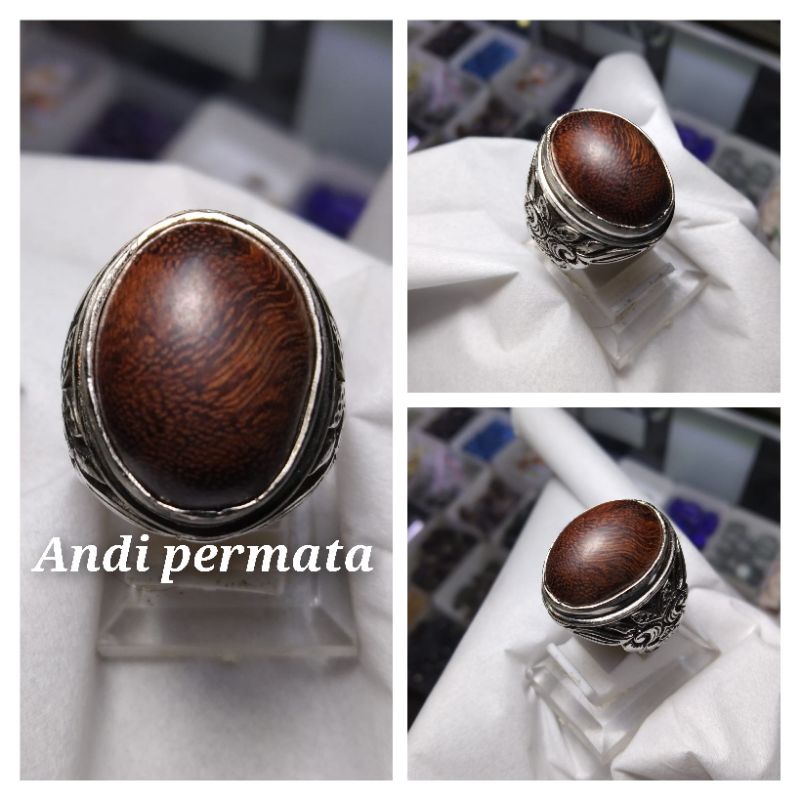 Cincin akik bahan kayu galih asem