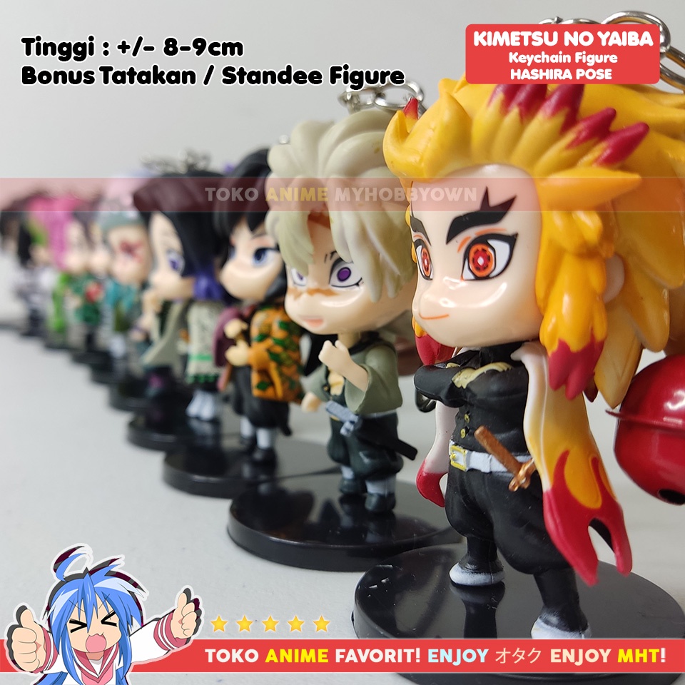 Gantungan Kunci Figure Anime Kimetsu no Yaiba Demon Slayer POSE Hashira Tanjiro Rengoku Giyu Kocho Tengen Gyomei Kanroji Muichiro Sanemi Obanai