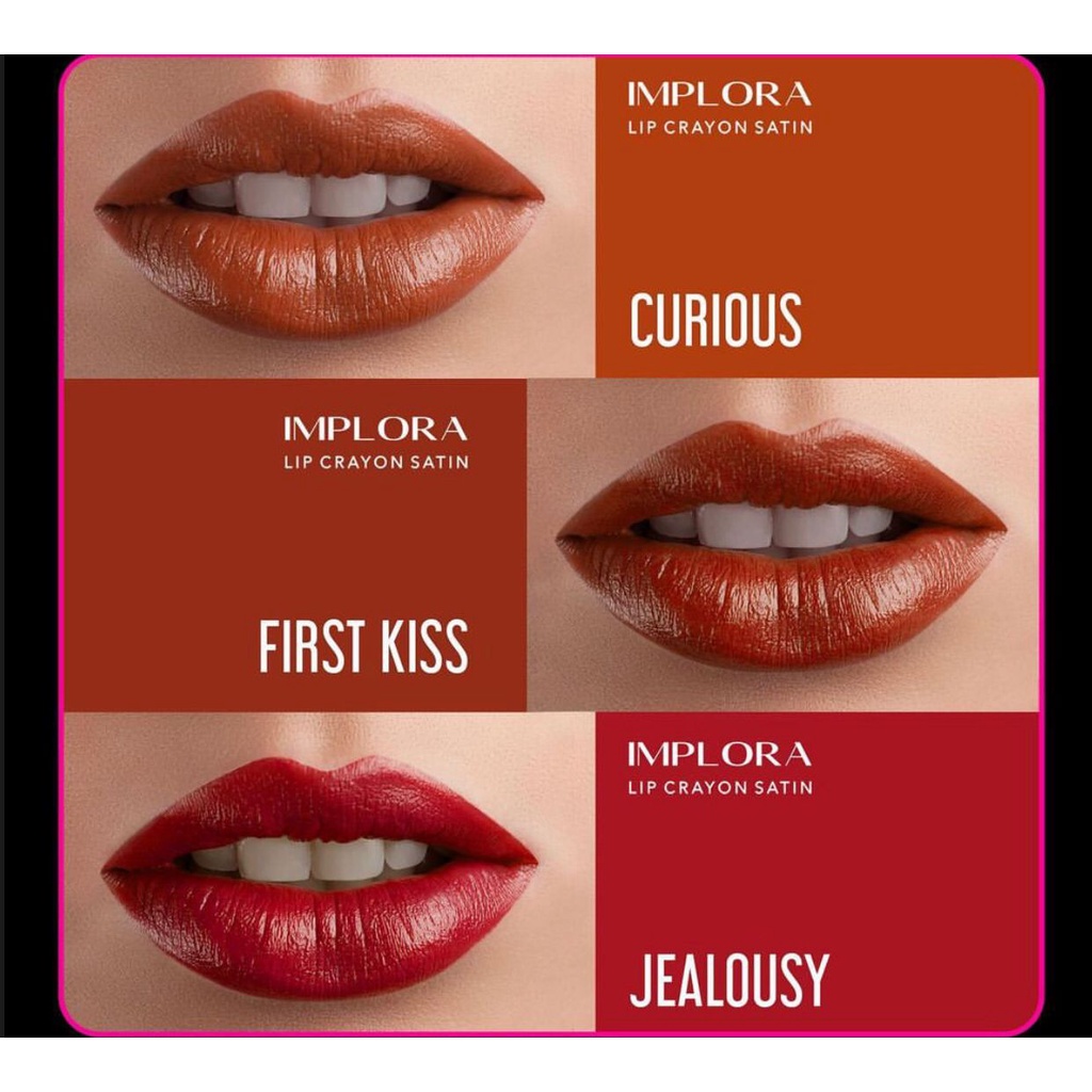 `ღ´ PHINKL `ღ´ IMPLORA LIP CRAYON lipstick mattee bentuk unik bisa untuk ombre lips