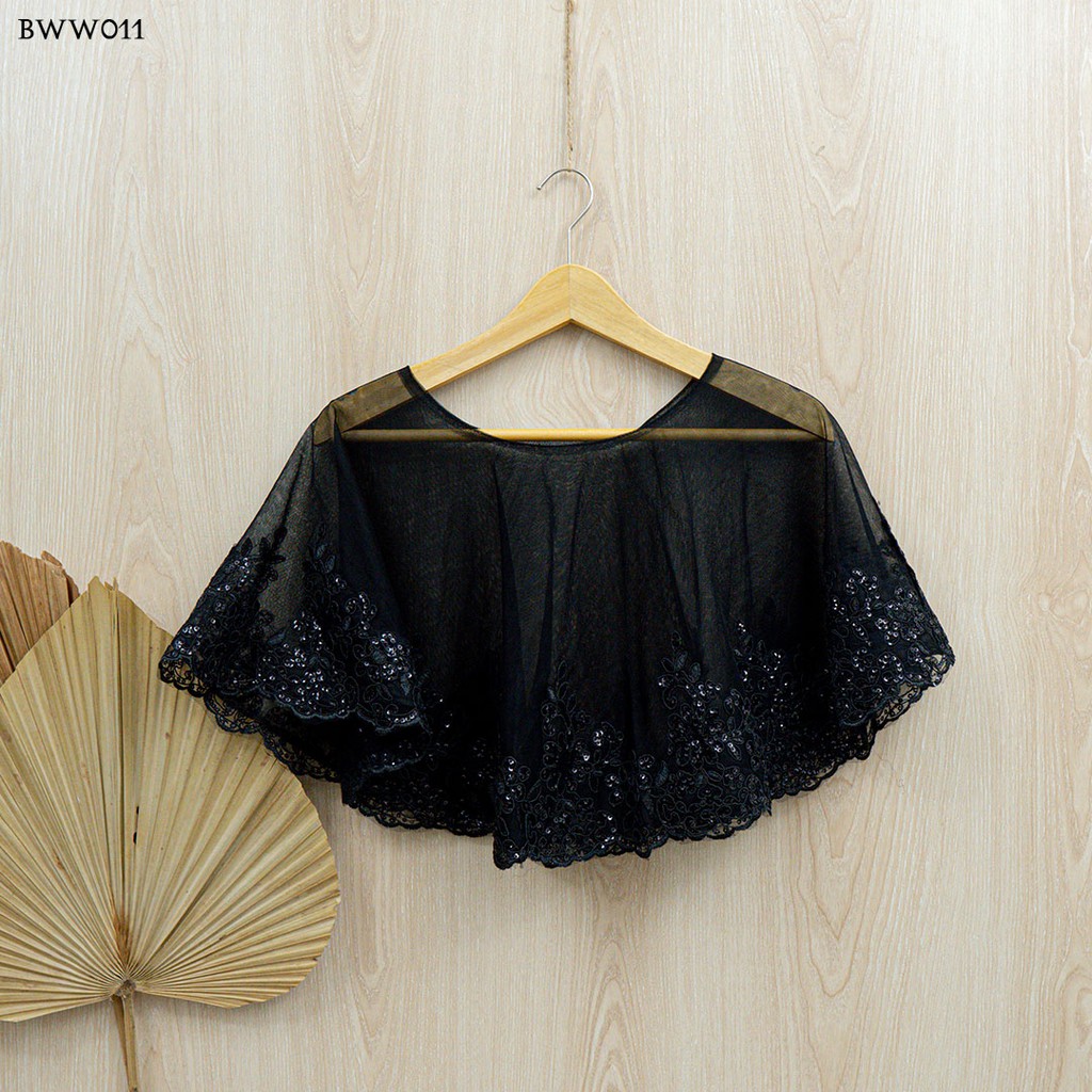 [PRODUK TERPERCAYA] BOLERO PESTA LACE CARDIGAN PENGANTIN BROKAT KOREA HITAM BWW011