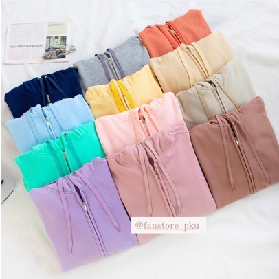 OKSTORE_PKU - Jaket Hoodie / Zipper Polos / Pria / Wanita / XL / XXL / Biru Baby / Hitam / Black / C