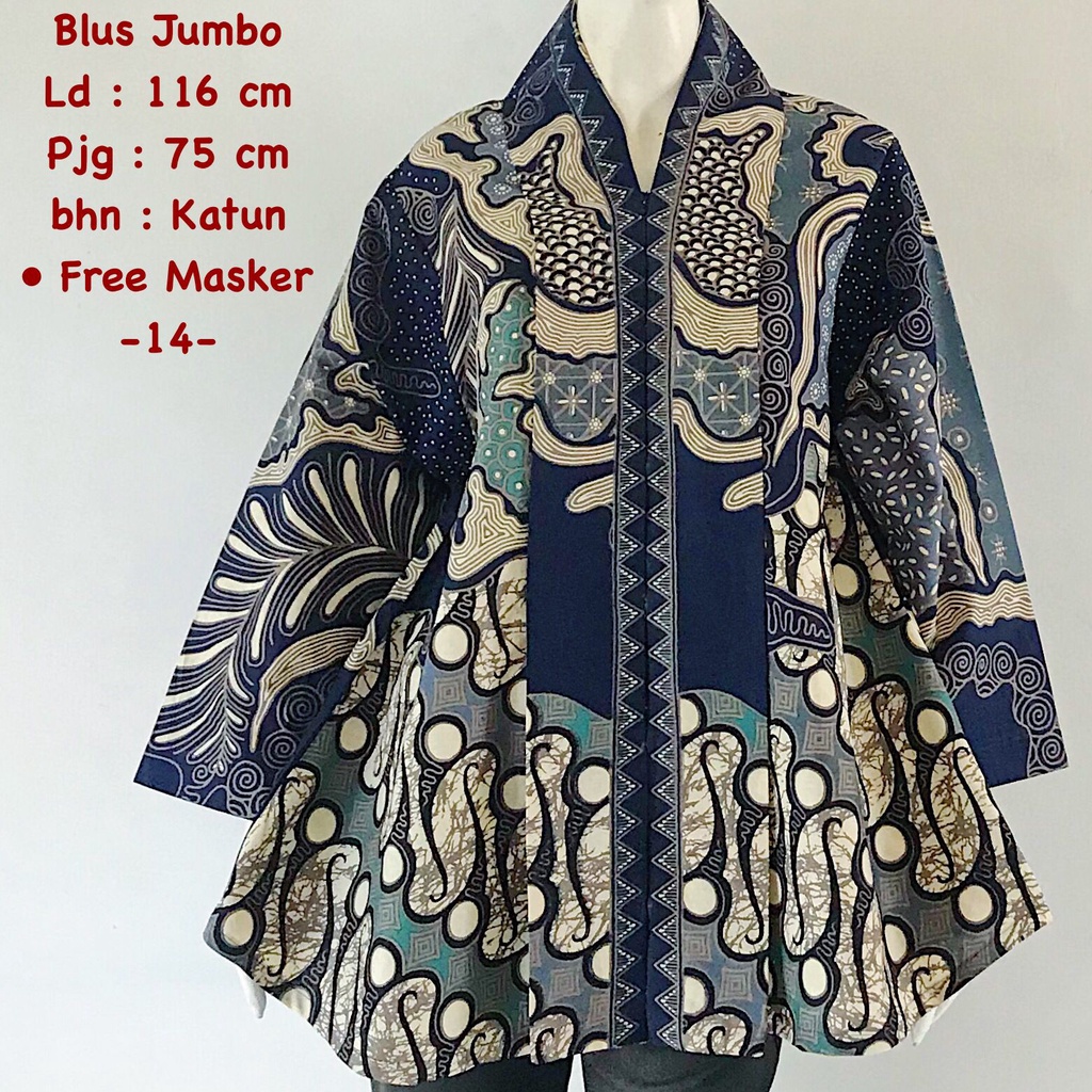 Blus jumbo katun batik solo batik halus trendy modern atasan kerja blus wanita