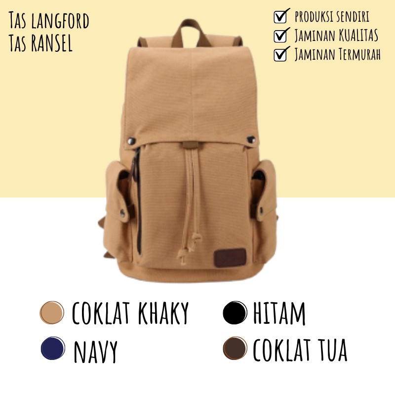 Tas Ransel - Backpack Punggung Kanvas Bahu Model Kekinian Korea Terbaru Simple Casual Elegan Sekolah Kuliah Kerja Travelling Outdoor Pria Wanita Cewek Cowok