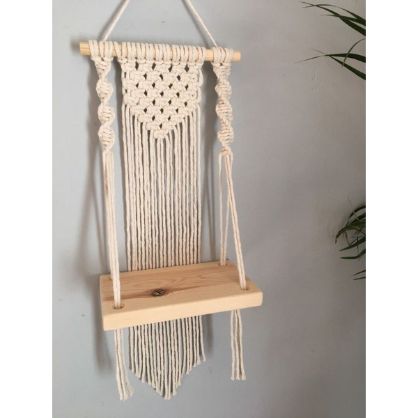 READY STOK) macrame rak kayu dita/ macrame ambalan / rak buku/Dekorasi rumah