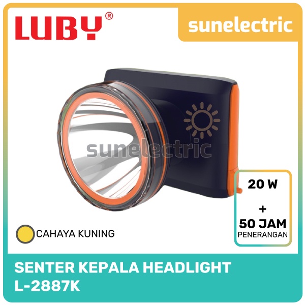 Luby L-2887 Senter Kepala / Senter Sepeda LED Rechargeable 20 Watt Tahan 50 Jam L2887 / L 2887