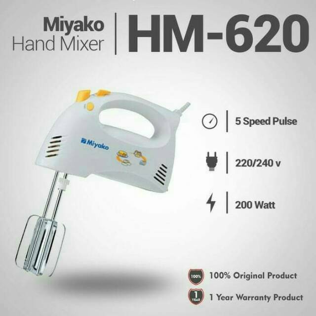 MIYAKO Hand Mixer / MIxer Tangan HM 620 - Garansi Resmi 1 Tahun