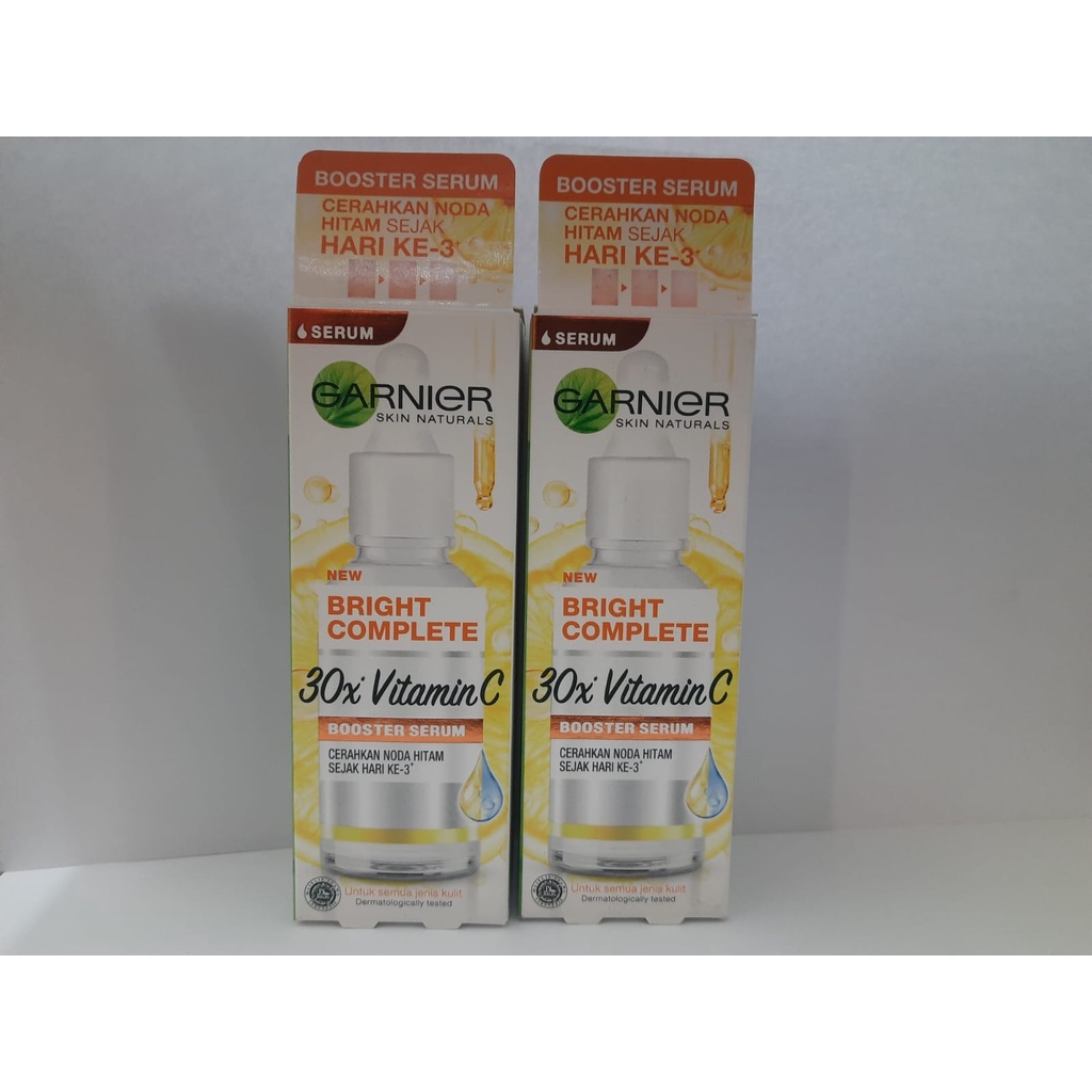 GARNIER BOOSTER SERUM BRIGHT COMPLETE vitamin c botol 30ml&amp;15ml SAC 7.5GR