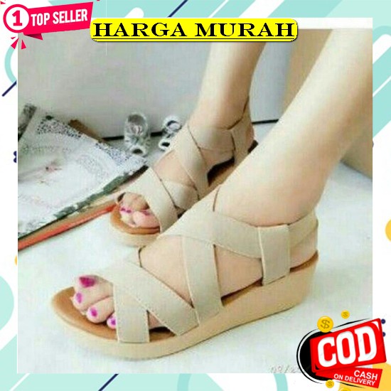 Sandal Untuk Kondangan Wanita Wejes Wadges Kaca Impor Casual Import Sepatu Tinggi Korea Tahu Premium