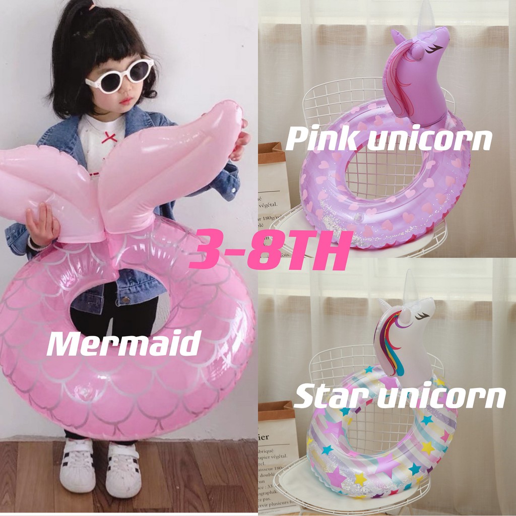 pelampung renang anak 3-8th mermaid unicorn bulat ban latihan 55cm