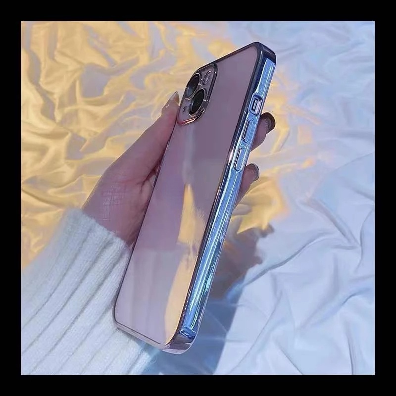 Soft Case Silikon TPU Transparan Frame Kotak Cover iPhone 13 Pro Max 12 11 Pro Max X XS XR 7 8 Plus SE