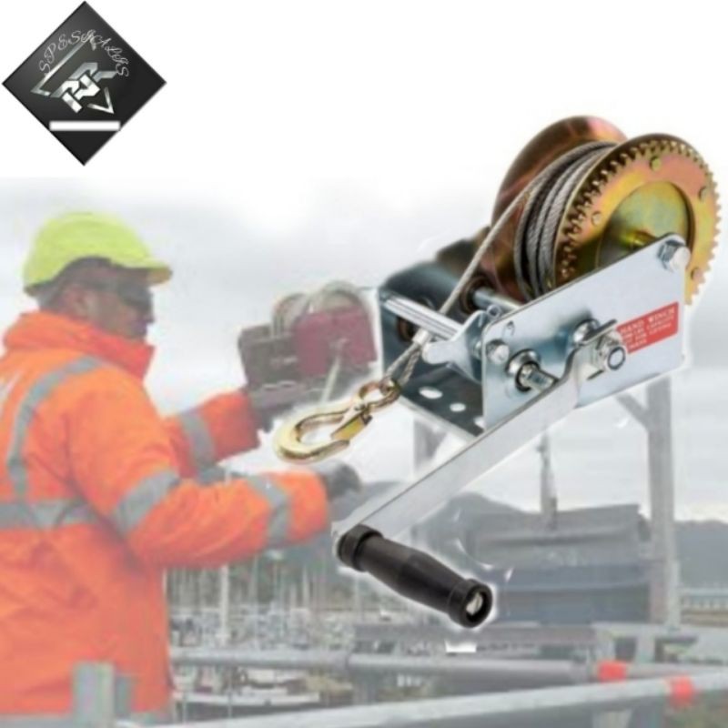 Katrol manual 1 Ton Hand Winch 2000 LB Wire rope manual Alat derek manual