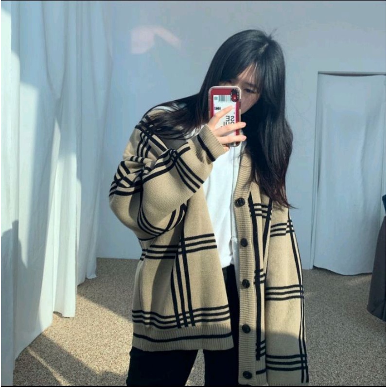 CARDIGAN MINGYU JAEHYUN MOTIF KOTAK RAJUT PREMIUM