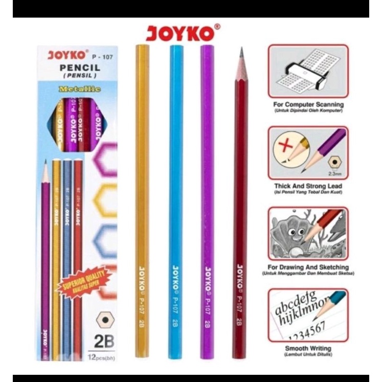 

( COD ) JOYCO PENCIL MURAH METALIC WARNA WARNI MURAH LARISAMINHELM.ACC MERAH