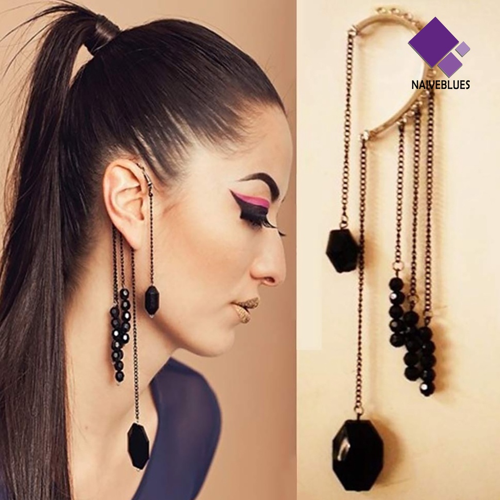 Anting Bahan Metal Warna Hitam Untuk Wanita