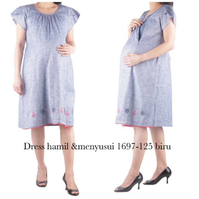 Baju hamil dress hamil dan menyusui 1697 biru